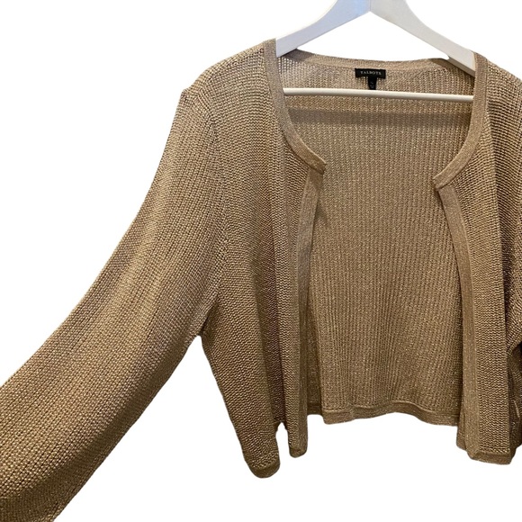 Talbots gold shimmer open cardigan sweater - Picture 2 of 9